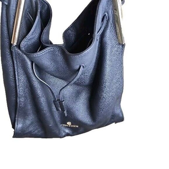 Vince Camuto Black Pebbled Genuine Leather Handbag Preppy Luxury Soft - Picture 4 of 10